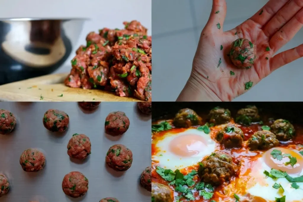 Moroccan Kefta Meatballs and Eggs Tagine in a clay pot